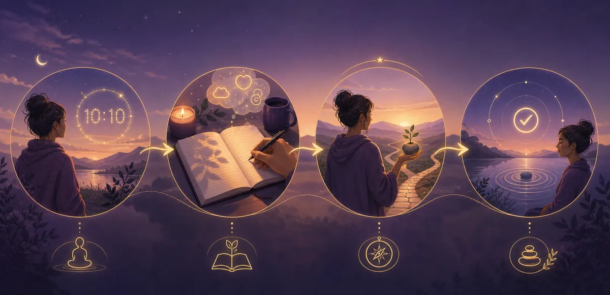 Four-step reflection path for responding to repeated 10:10 sightings