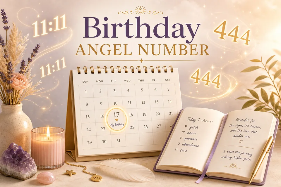 Calendar and journal showing birthday angel number patterns for personal reflection